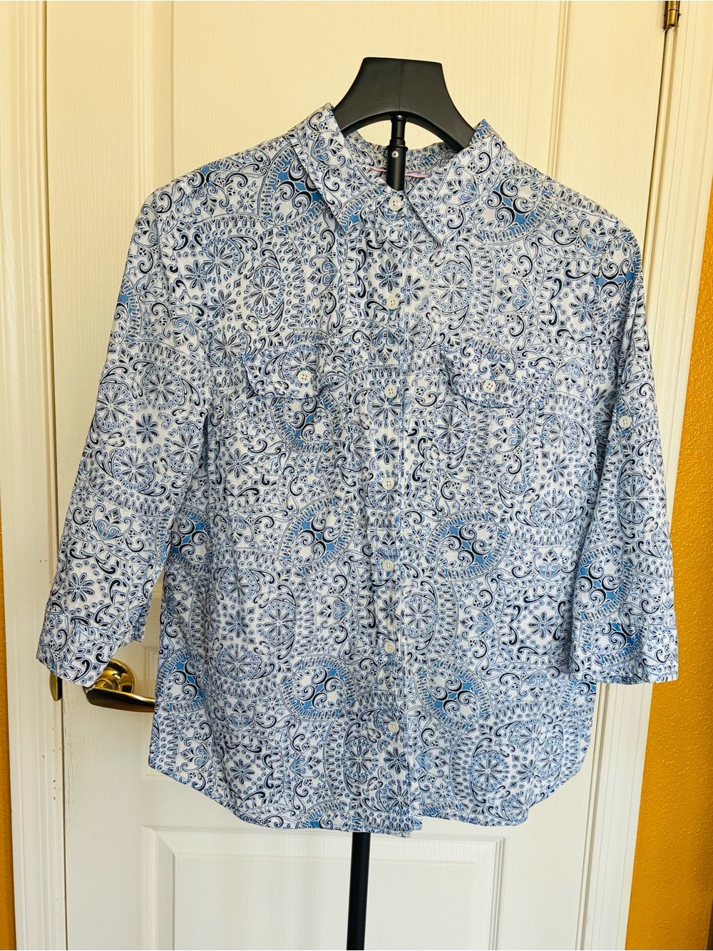 Blue Paisley Button-Front Shirt